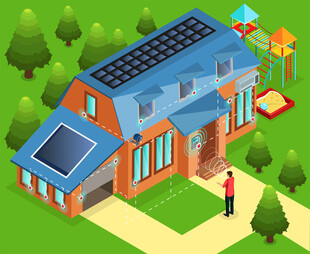 现代太阳能住宅与户外景致