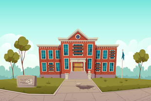 复古风格的红砖学校建筑