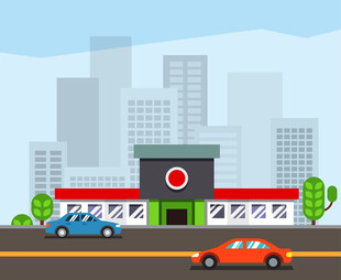 城市中的便利店场景