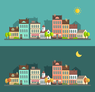 昼夜城市景观对比图