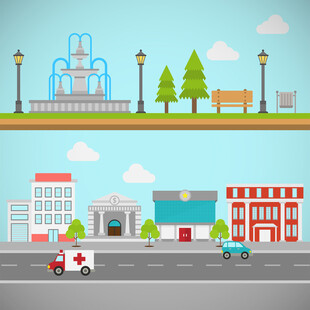 城市街道与建筑景观