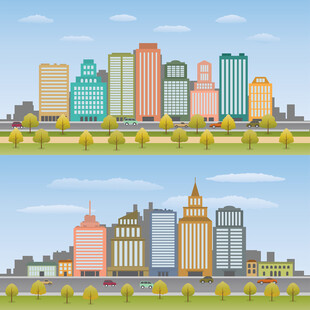 城市天际线景观对比图