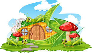 童话风蘑菇小屋奇幻场景