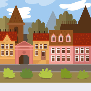 童话风欧式小镇建筑景观