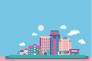 城市建筑风景插画