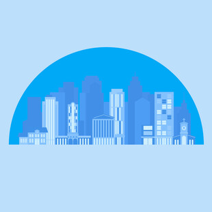 城市天际线简约插画