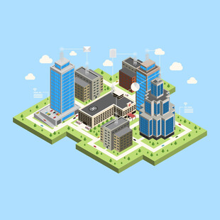 等距风格城市建筑群