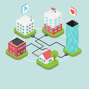 城市建筑网络连接示意图