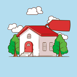 红色屋顶的可爱小房子