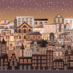 梦幻城市夜景建筑群