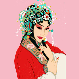 京剧扮相女子 优雅且明艳
