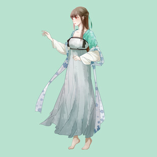古风少女身着飘逸汉服