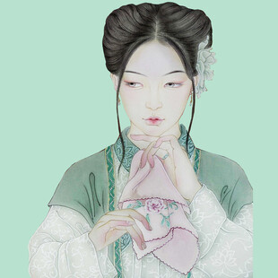 古典佳人 手捧粉帕展温婉