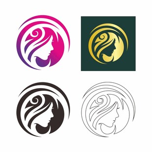 美容美发女性头像标志