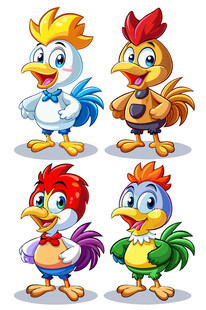 可爱多彩卡通鸡形象