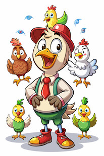 欢乐小鸡与卡通人物相伴