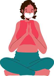 戴口罩冥想的女性
