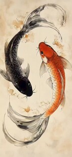 水墨双鲤图