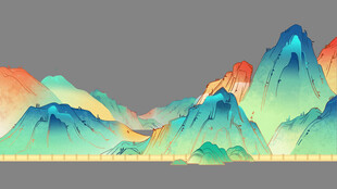 梦幻多彩山水风景图
