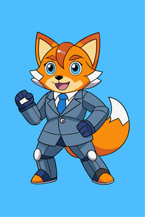 穿西装的机械狐狸形象