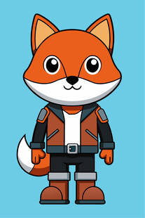 穿皮衣的卡通狐狸形象