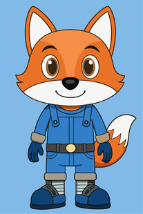 穿工装的可爱狐狸形象
