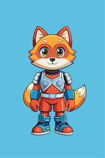 穿服饰的卡通狐狸形象