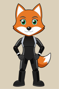 拟人狐狸身着黑色服装