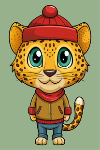 可爱小豹的冬日装扮