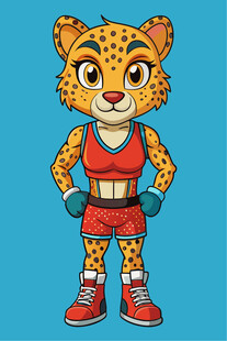 卡通猎豹形象运动装扮