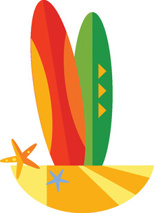 夏日冲浪板与海星插画