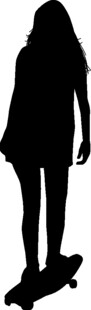 女孩滑板剪影