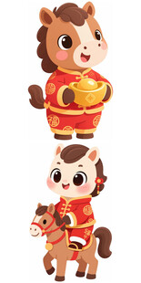 马年吉祥萌趣小马摆件