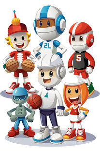 可爱多样的卡通机器人形象