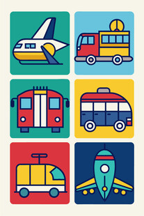 多彩交通工具图标集合