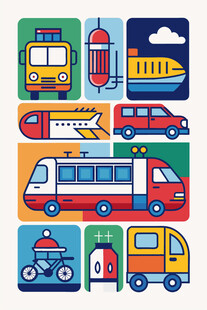 多样交通工具插画集合