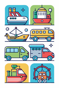 多样交通工具插画集合