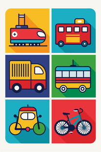 多彩交通工具图标集