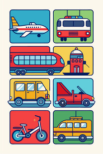 多彩交通工具插画集合