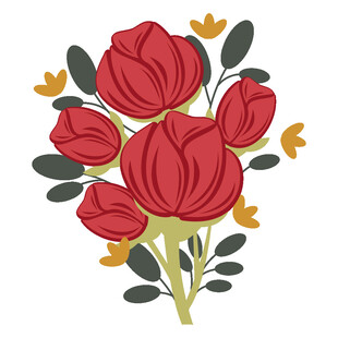 红色花卉插画