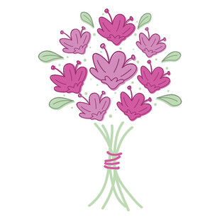 手绘粉色花朵花束插画