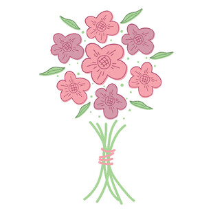 手绘粉色花朵花束