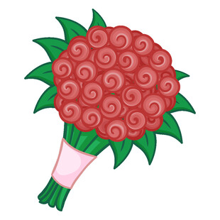 红色花束插画