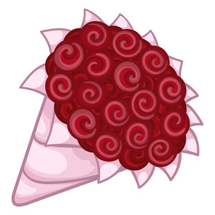 红玫瑰手捧花插画