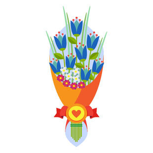 多彩郁金香花束插画