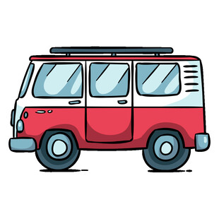 复古红白厢式旅行车