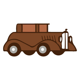 复古棕色汽车插画