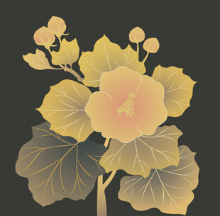 古风金色花卉插画