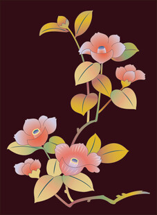 中式花卉图案装饰插画