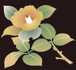 复古风黄色花朵枝叶图案